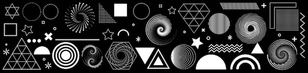 Set de 50 formes géométriques Collection de formes géométriques à demi-tones à la mode Vector abstract géométrique