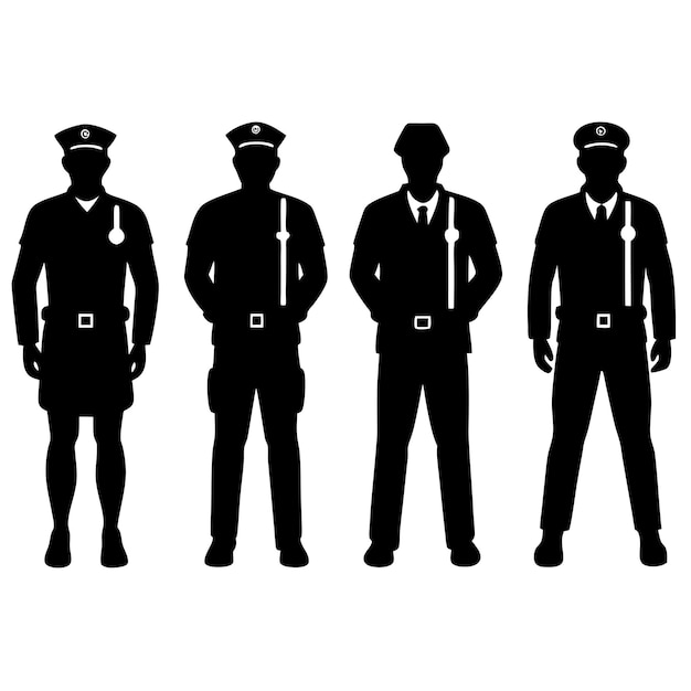 Set de 6 silhouettes d'officiers de police en action