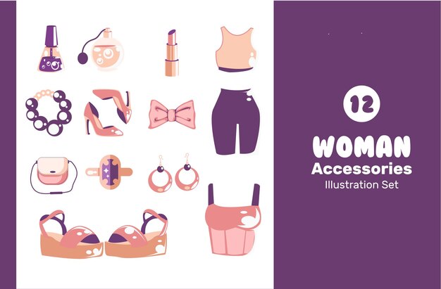 Vecteur set d'accessoires pour femmes