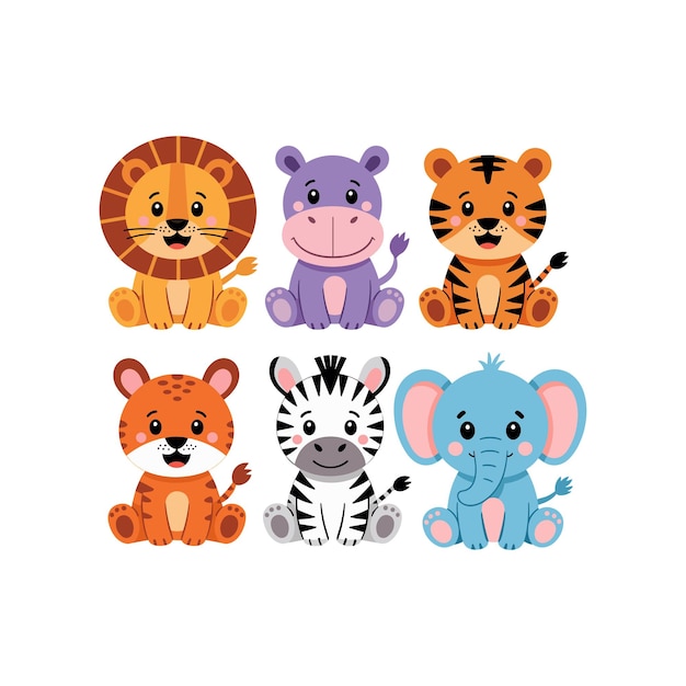 Set d'animaux de safari de dessins animés