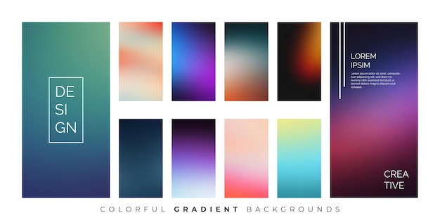 Set d'arrière-plan à gradient moderne pour les applications mobiles vectoriel EPS