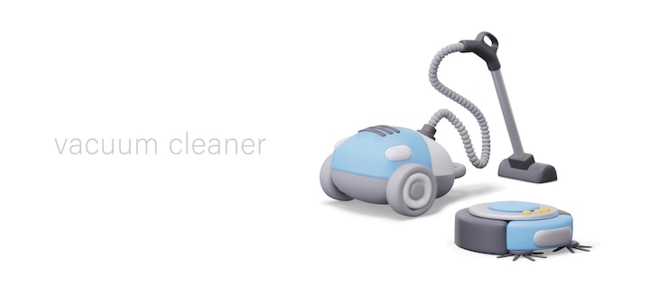 Vecteur set d'aspirateurs modernes de différents types de robots et de modèles pour le nettoyage manuel