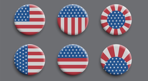 Set De Badges 3d Avec Drapeau Américain