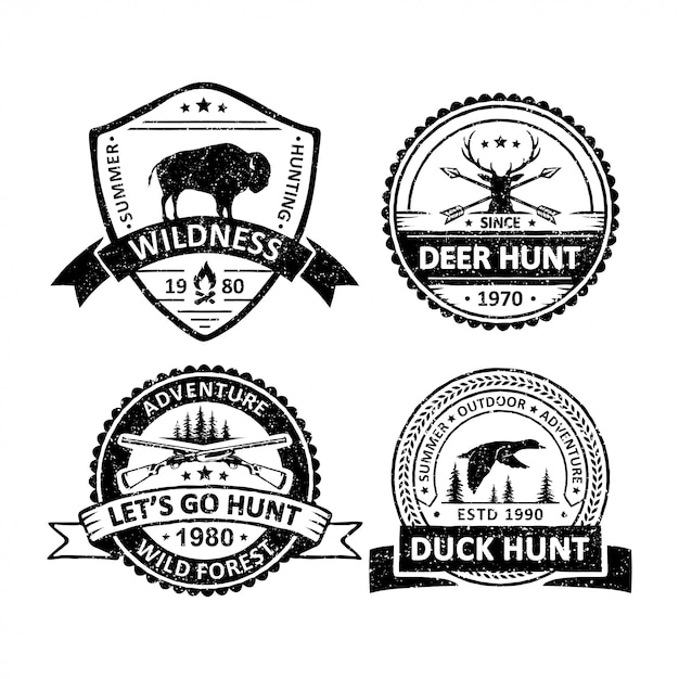 Set De Badges De Sport De Chasseur Vintage