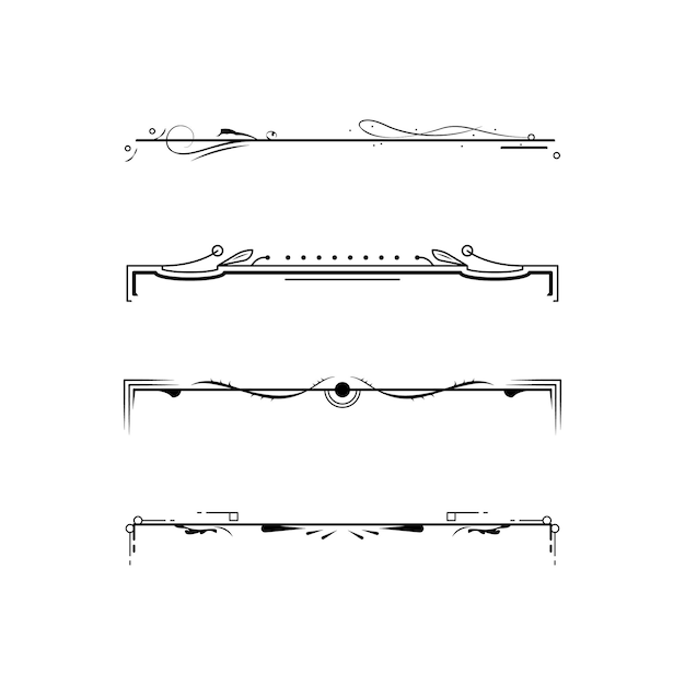 Set Black Simple Line Collection Doodle Border Elements Vector Design Style Sketch Isolé Illustra