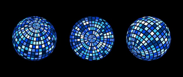 Set de boules de discoteque bleu-vert Collection de sphères à base de fil dans différents angles Globe de grille