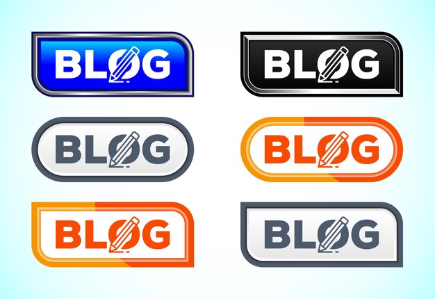 Set de boutons de blog de différentes formes et couleurs Adapté à la conception d'interface utilisateur d'applications mobiles et de sites Web