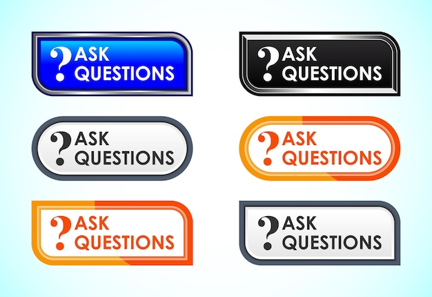 Set de boutons de questions de différentes formes et couleurs Adapté à la conception d'interface utilisateur d'applications mobiles et de sites Web