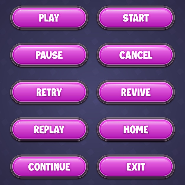 Set De Boutons Roses De Jeu Avec Effet De Texte Modifiable Design Gui Pour Construire Des Jeux Boutons Décontractés De Dessins Animés