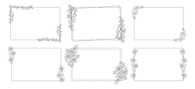 Vecteur set de cadres vintage ornement floral cadres vectoriels décoratifs