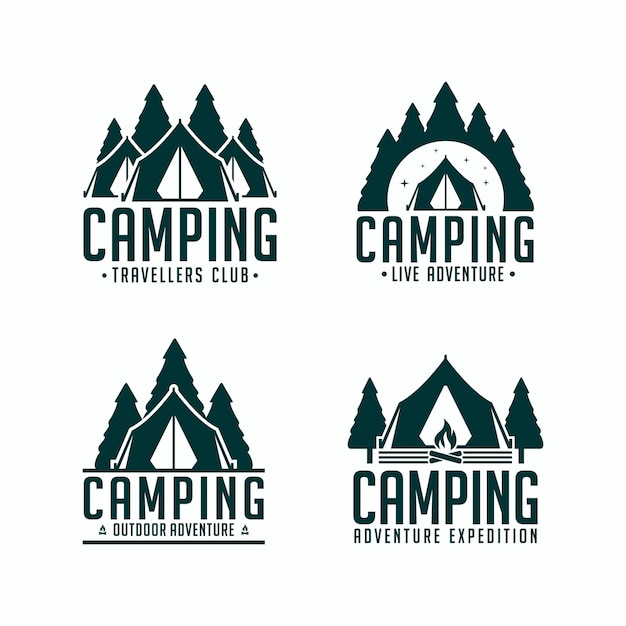 Set Camping Logo Expédition Adventur