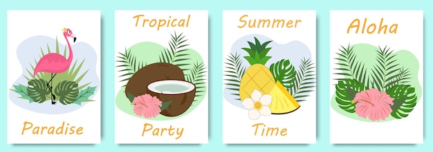 Set de cartes de couverture d'affiche d'été minimales abstraites pour la fête d'été Design d'été et de typographie