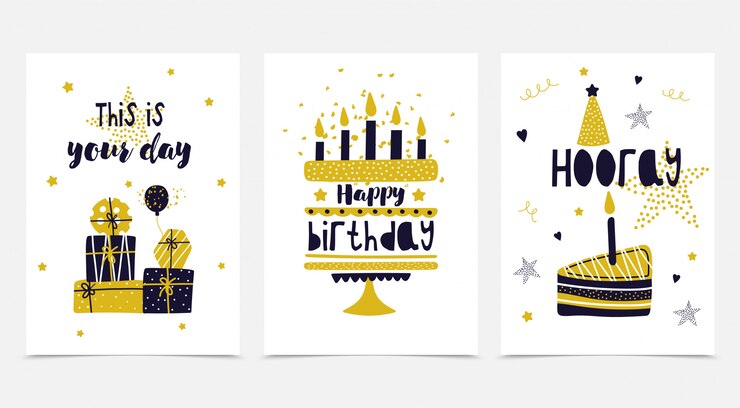 Set de cartes de joyeux anniversaire.