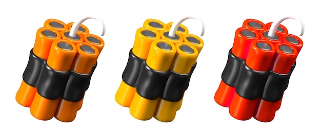 Set de charges de dynamite de différentes couleurs Modèles de vecteurs d'explosifs