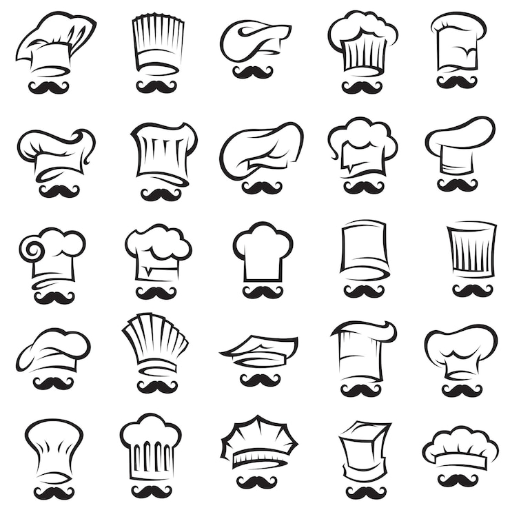 Vecteur set de chefs moustachés