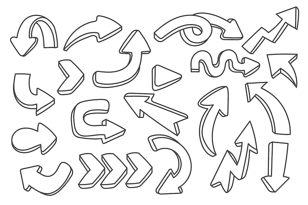 Set de cliparts vectoriels dessinés à la main par flèche