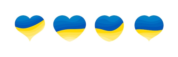 Set de cœurs dans les couleurs ukrainiennes