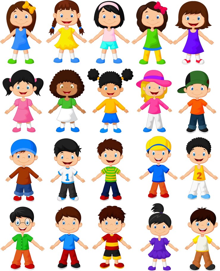 Vecteur set de collection enfants heureux