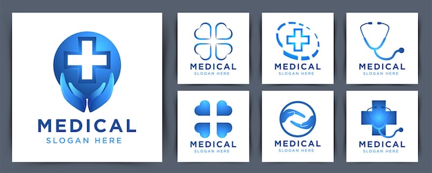 Set collection médicale croix logo design illustration vectorielle