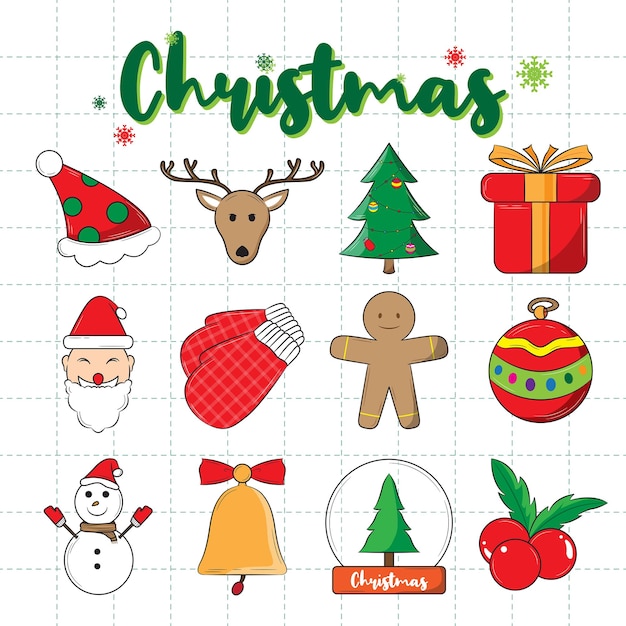 Set de collection de Noël dessinée à la main