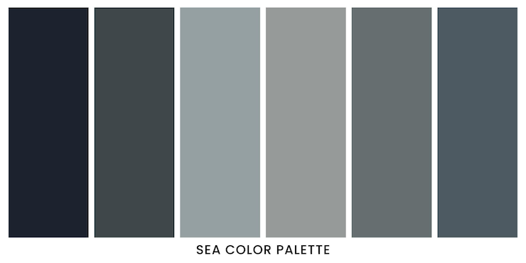 Vecteur set de combinaison de palette de couleurs de mer en rgb hex palette de couleurs pour le design ui ux
