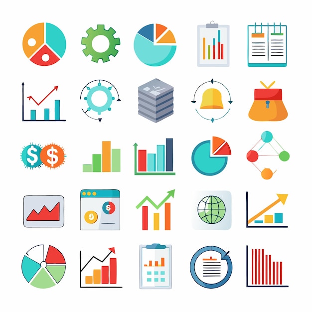 Set complet d'icônes commerciales et analytiques pour la visualisation des données et l'analyse financière