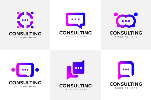 Set de concept de conception de logo de consultation ou de communication Module de conception de vecteur de consultation