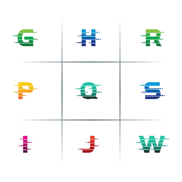 Set De Conception De Logo Lettre Numérique Pixel Cut
