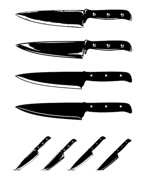 Vecteur set de couteaux de cuisine vectoriels