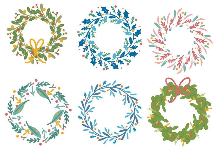 Set de décoration florale cadre et bordure décoration de guirlande de Noël