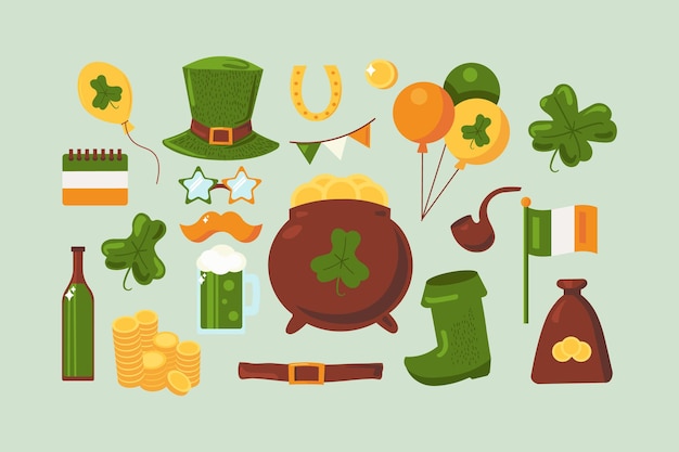 Set de dessins animés vectoriels du jour de Happy Patricks