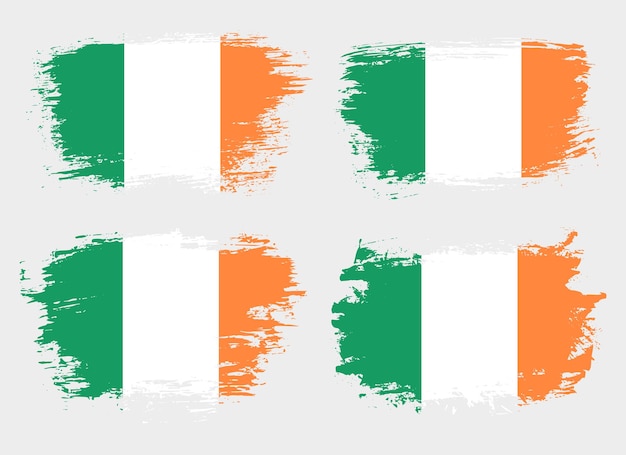 Set de drapeau grunge du pays d'Irlande sur un fond solide