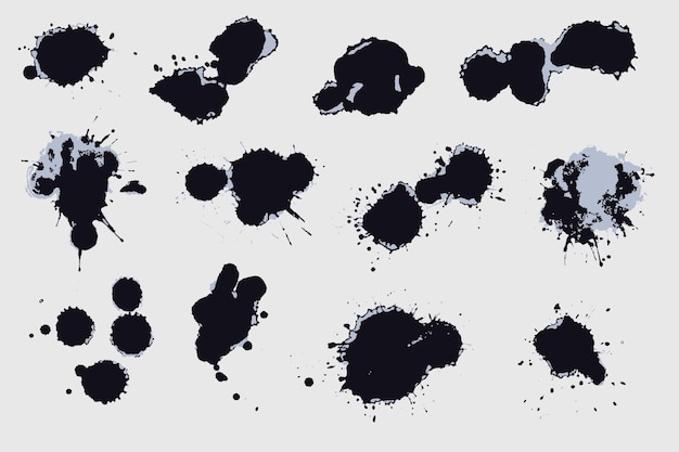 Set d'éclaboussures d'encre Sets d'éclaissures de peinture pour la conception Collection de divers éclaissures d'incre.
