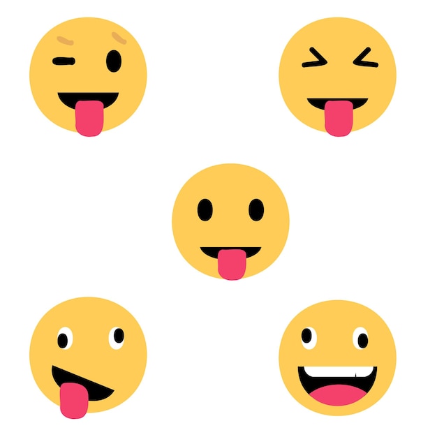 Set D'emoji Positifs De Doodle Illustration De Croquis Dessinée à La Main Pack D'emoticones à Différentes Expressions