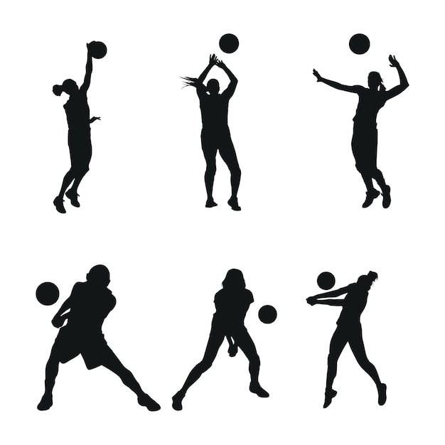 Set femme volly ball beach ou équipe travail logo illustration