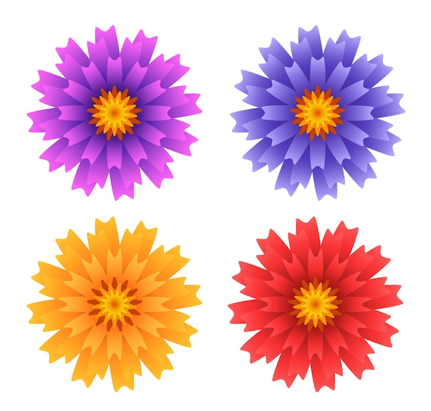 Set de fleurs Clipart vectoriel isolé sur un fond transparent