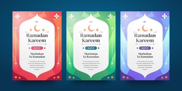 Vecteur set de flyer d'affiche islamique a4 pour la célébration du ramadan avec l'écriture ramadan kareem