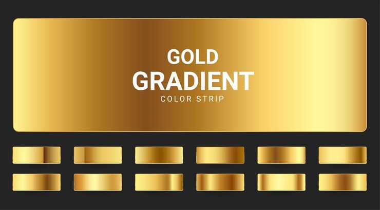 Vecteur set de gradients en métal doré ou en aluminium doré