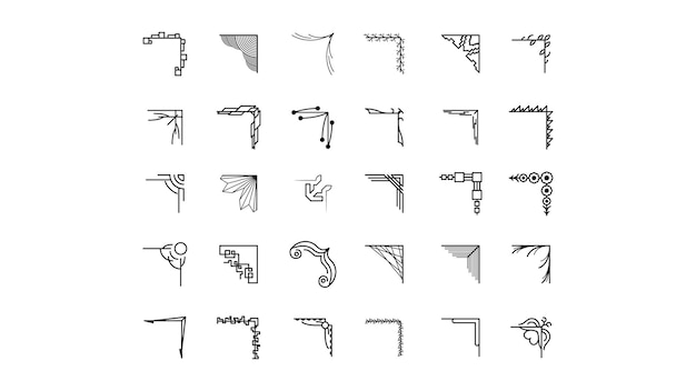 Set Hand Draw Of Corners Différentes Formes Fleur Décoration Vector Design Doodle Sketch Style Pour Nous
