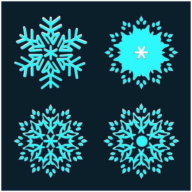 Vecteur set d'hiver de flocons de neige dessin vectoriel d'icône isolé 2023