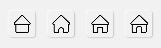 Vecteur set d'icônes d'accueil symbole de la maison de contour icon de l'accueil en noir silhouette de la maison en ligne pictogramme de l'appartement de contour