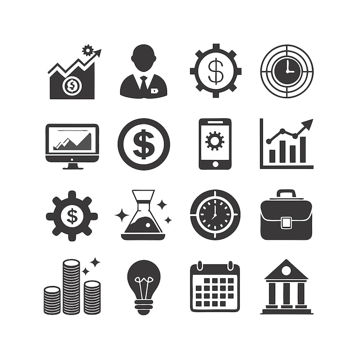 Vecteur set d'icônes d'affaires et de finances collection d'illustrations vectorielles pour les documents les sites web et les applications