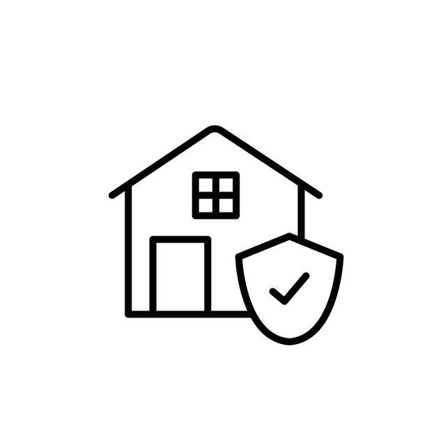 Set d'icônes d'assurance maison Symbole du logo vectoriel de la maison en noir rempli et délimité