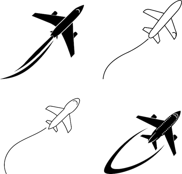 Set d'icônes d'avion Voyage Vol Voyage aérien