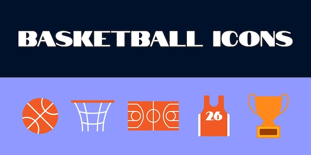 Set d'icônes de basket-ball Vecteur Illustration d'icône de basket-bal Set d' icônes de sport de basket-bol