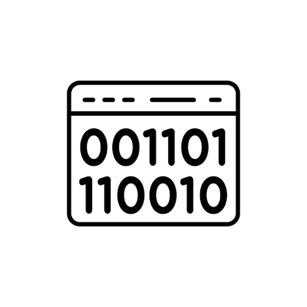Set d'icônes de code binaire logiciel informatique 01 symbole vectoriel de données binaires