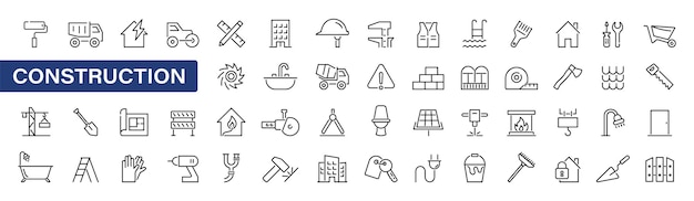 Set d'icônes de construction et de construction Outils de réparation Illustration vectorielle