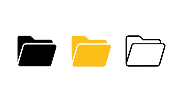 Set d'icônes de dossier Une collection de trois icônes de dossiers minimalistes Parfait pour les interfaces numériques