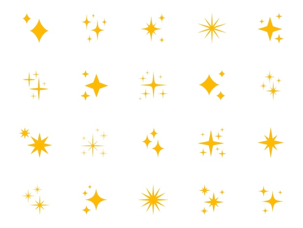 Set d'icônes étincelantes Collection d'étoiles scintillantes Icônes d'étoiles brillantes