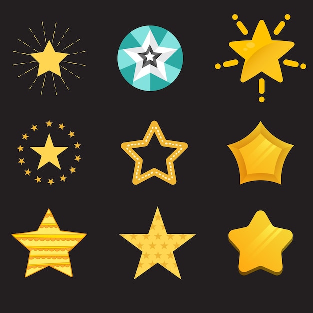 Set d'icônes d'étoiles Collection d'é toiles en style plat Set d'é Toiles noires pour les applications et les sites Web Stock vect